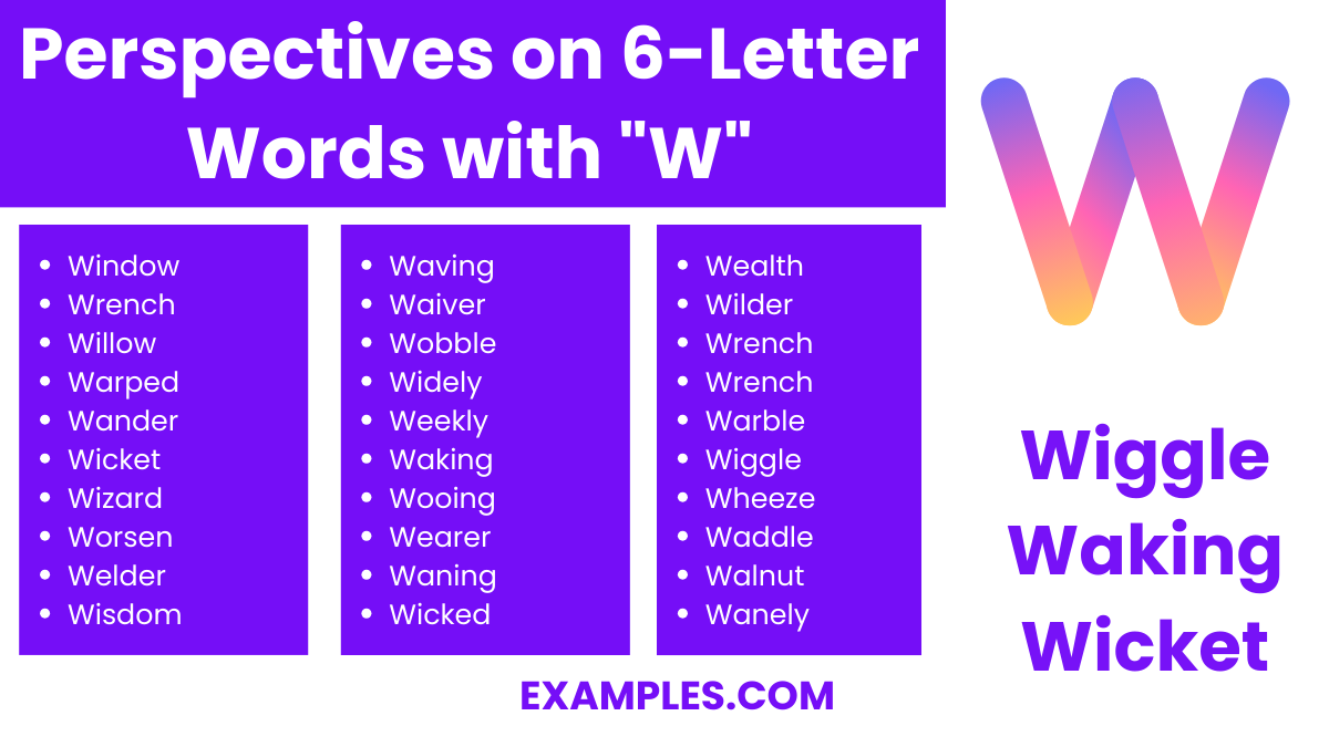 perspectives on 6 letter words with w