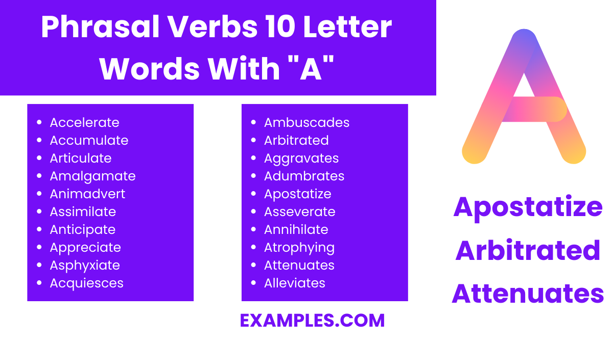 phrasal verbs 10 letter words with a