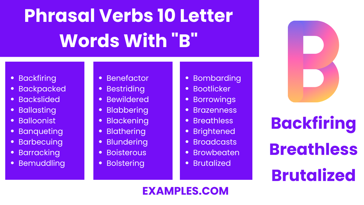 phrasal verbs 10 letter words with b
