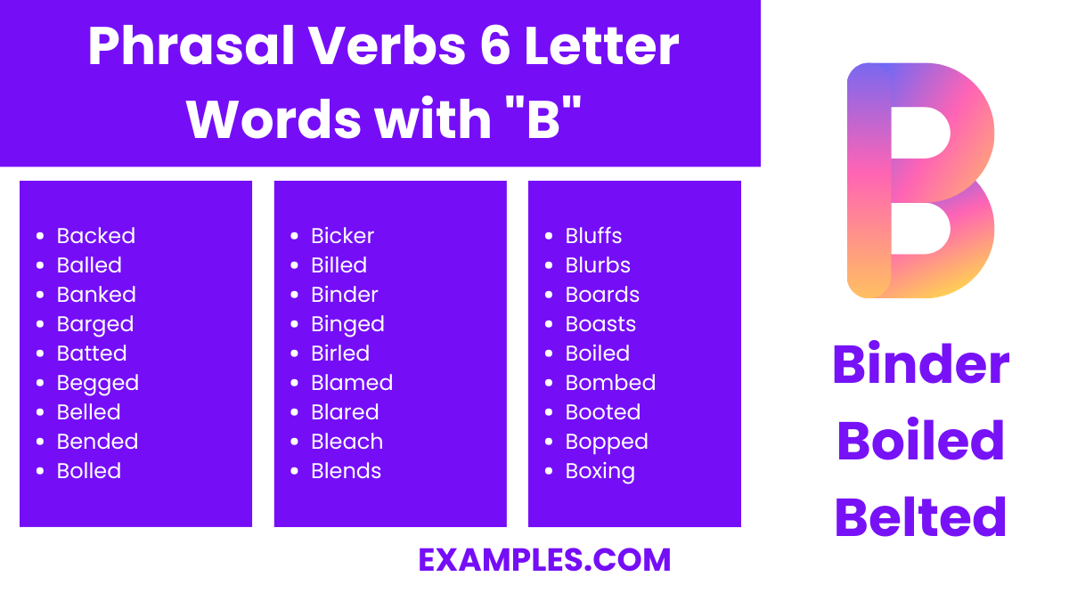 phrasal verbs 6 letter words with b