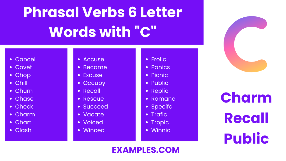 phrasal verbs 6 letter words with c