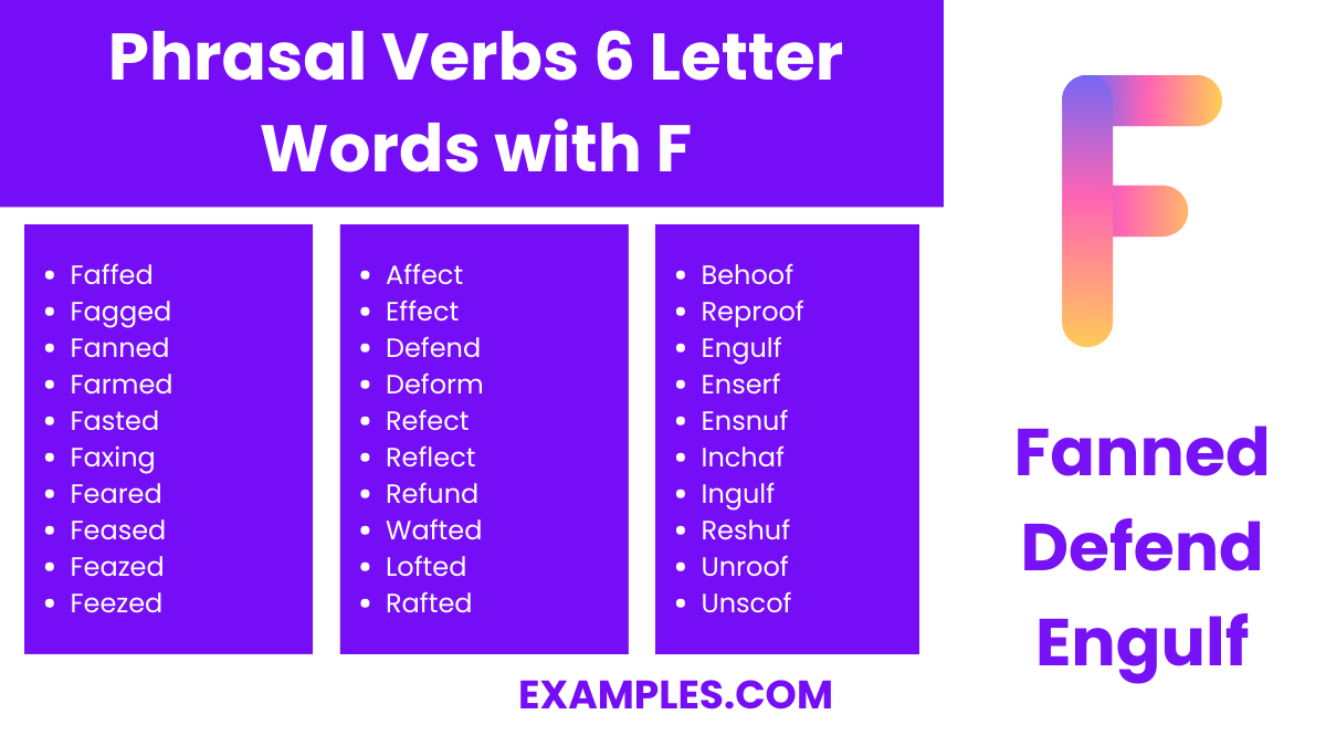 phrasal verbs 6 letter words with f