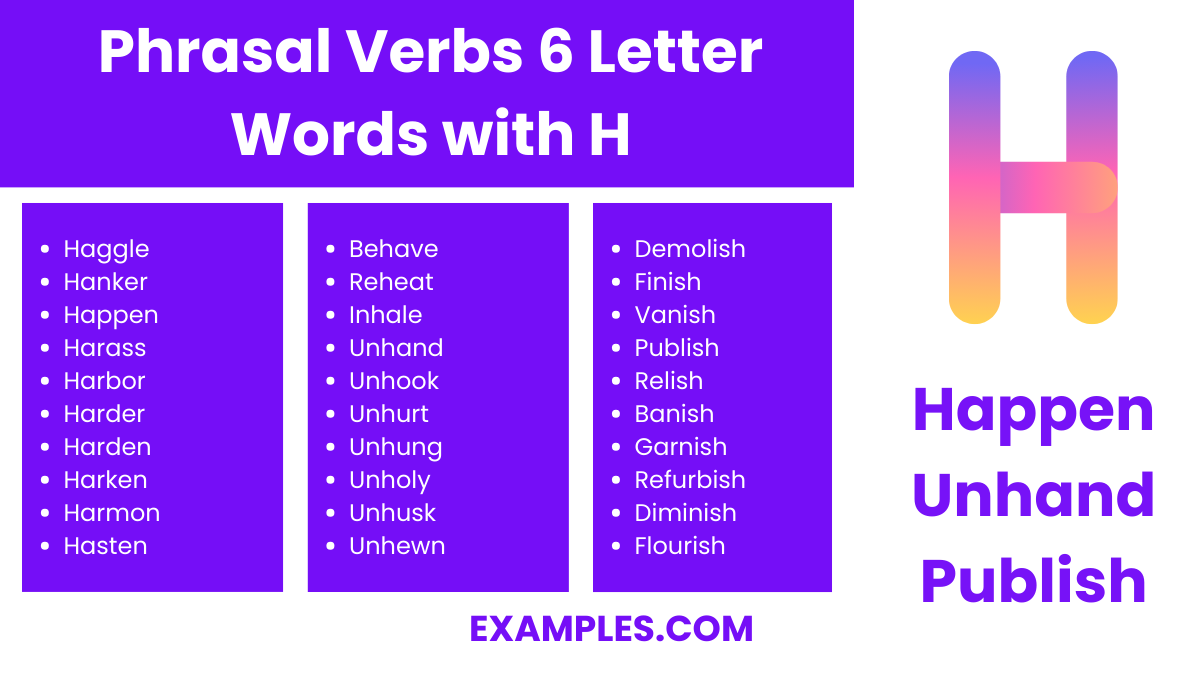 phrasal verbs 6 letter words with h 1