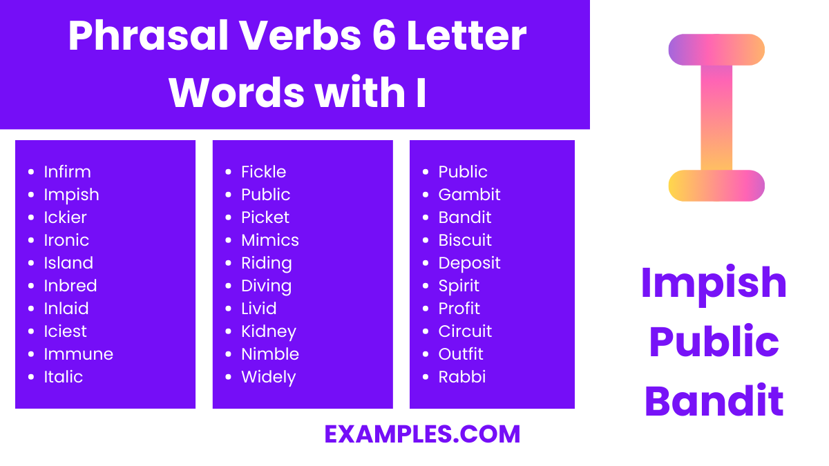 phrasal verbs 6 letter words with i