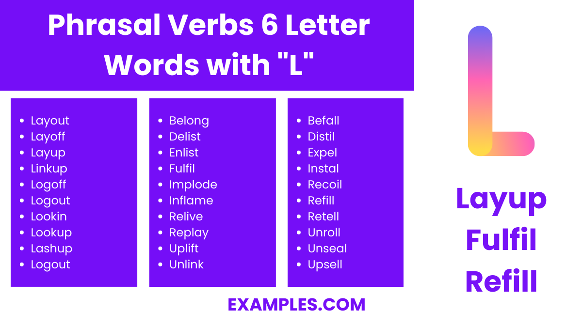 phrasal verbs 6 letter words with l