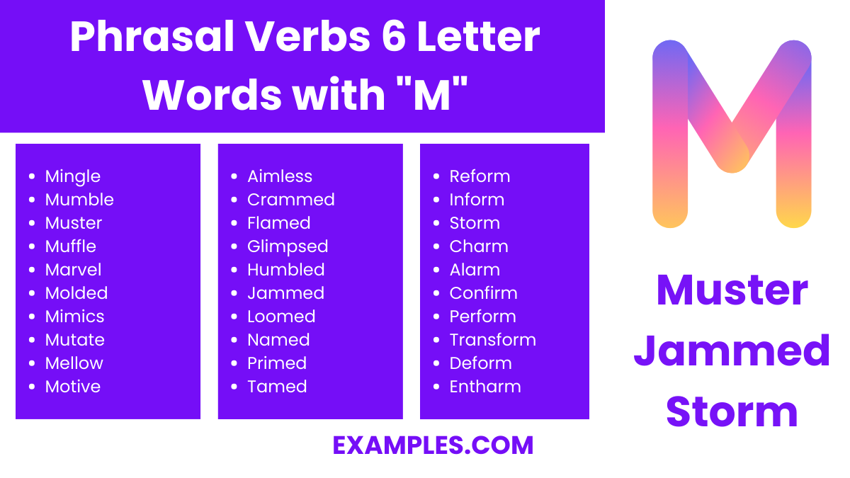 phrasal verbs 6 letter words with m
