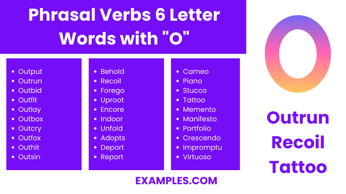 phrasal verbs 6 letter words with o