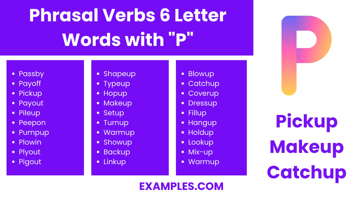 phrasal verbs 6 letter words with p