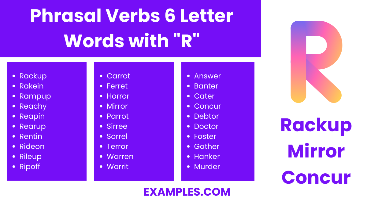 phrasal verbs 6 letter words with r