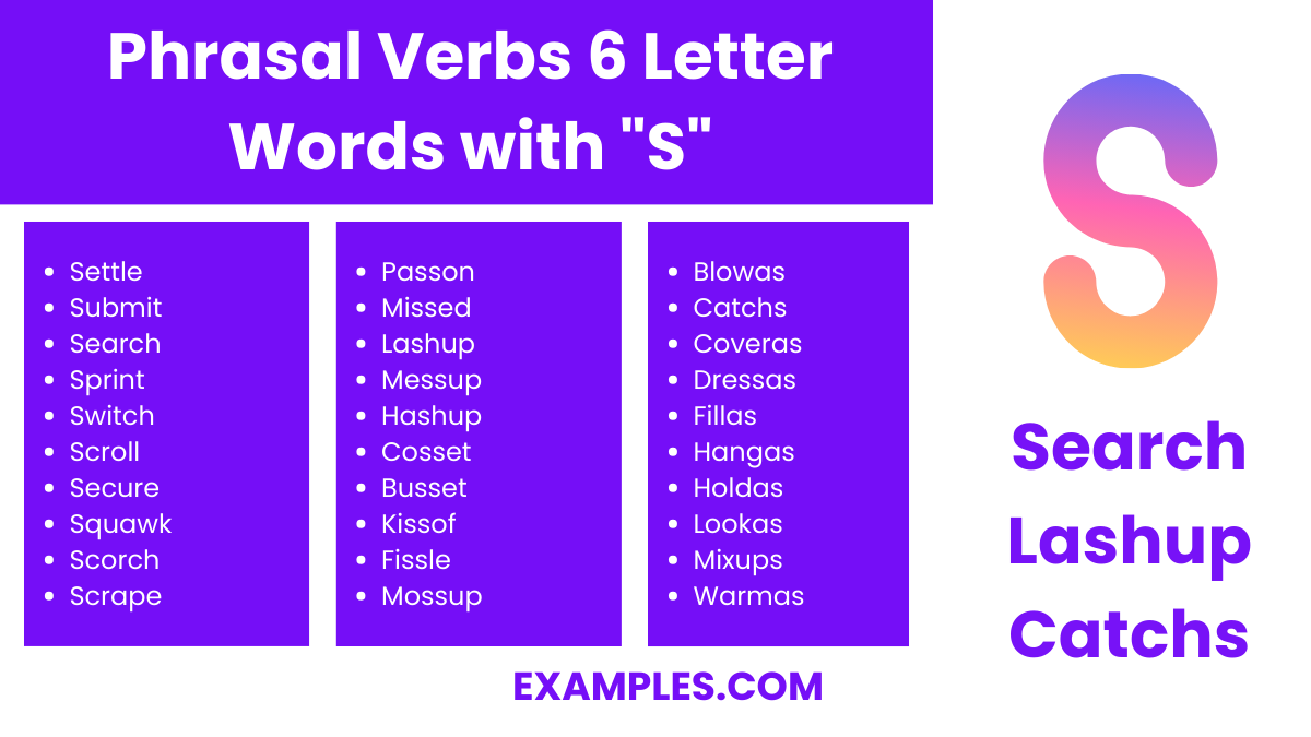 phrasal verbs 6 letter words with s