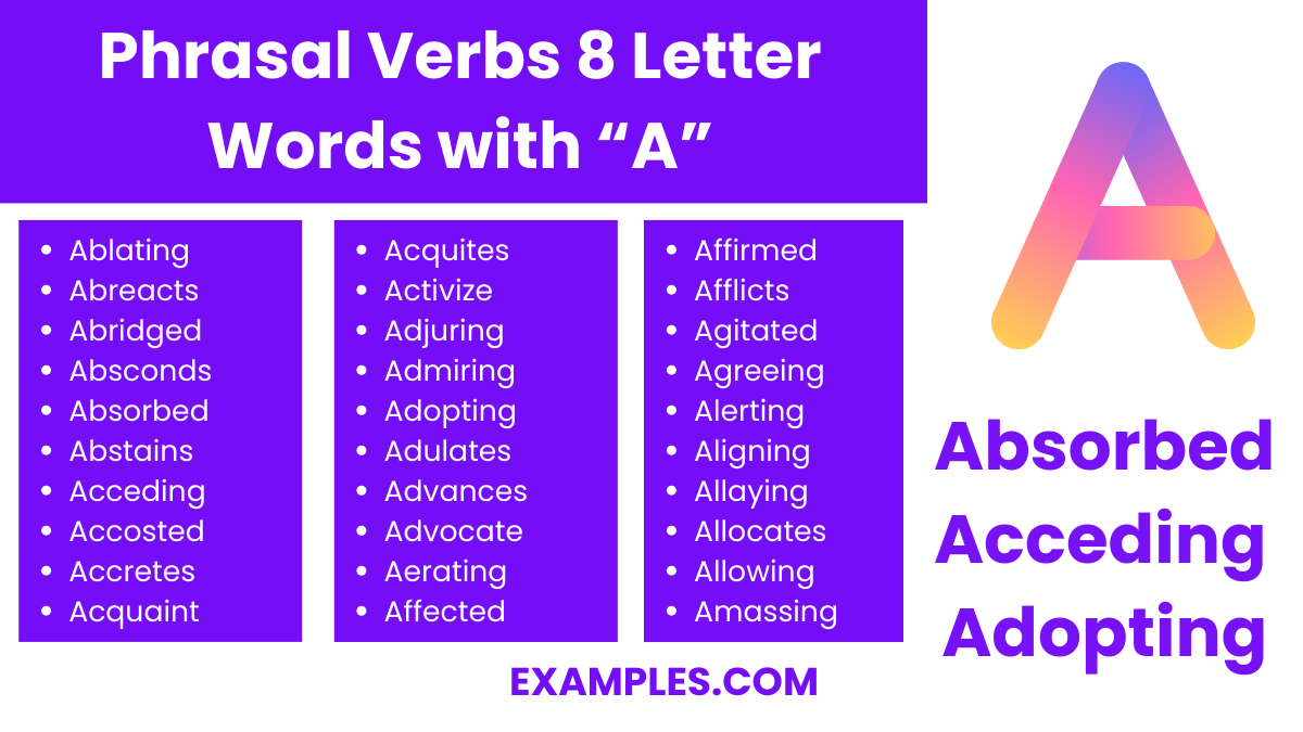phrasal verbs 8 letter words with “a”