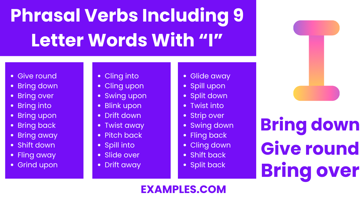 phrasal verbs including 9 letter words with i