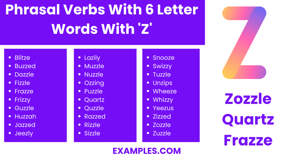 phrasal verbs with 6 letter words with z