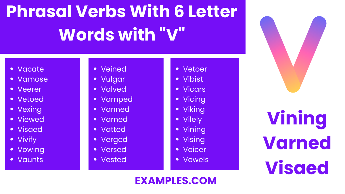 phrasal verbs with 6 letter words with v