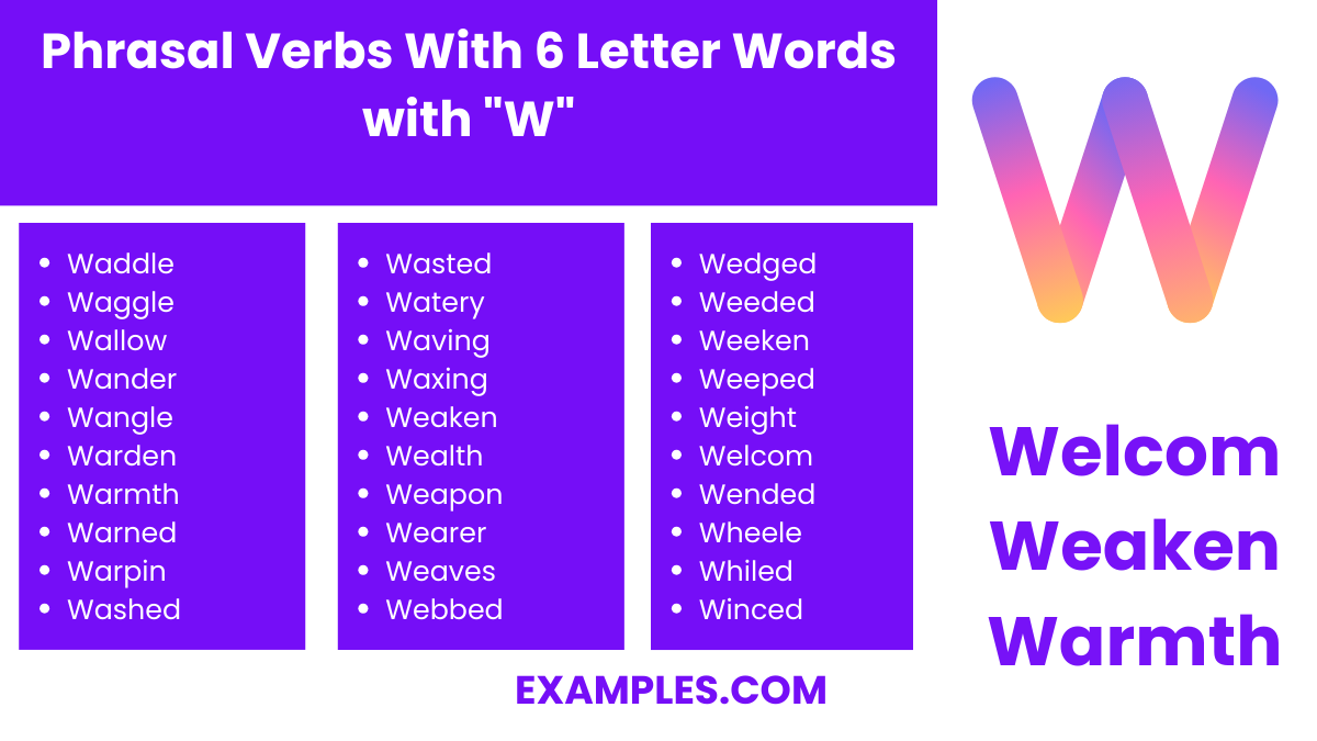 phrasal verbs with 6 letter words with w
