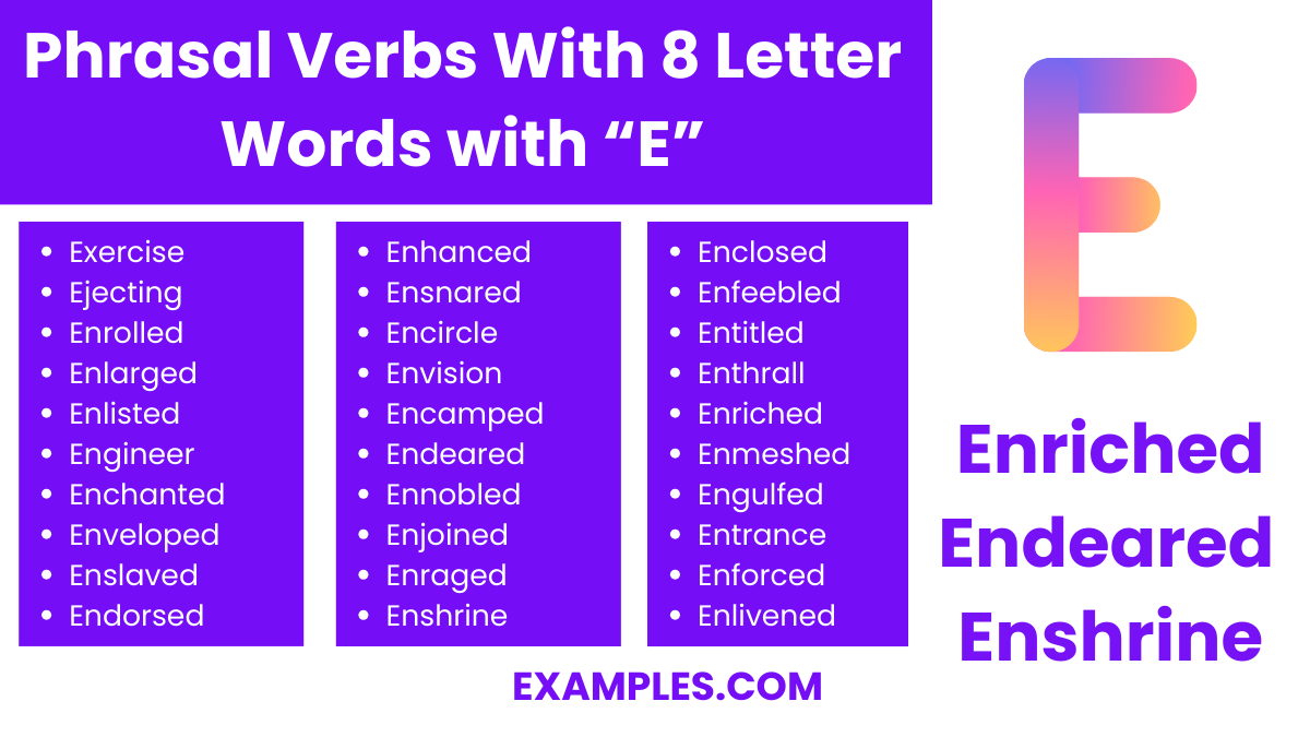 phrasal verbs with 8 letter word with e