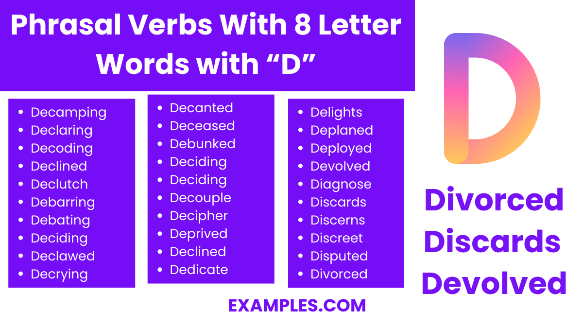 phrasal verbs with 8 letter words with d