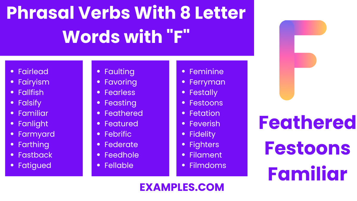 phrasal verbs with 8 letter words with f