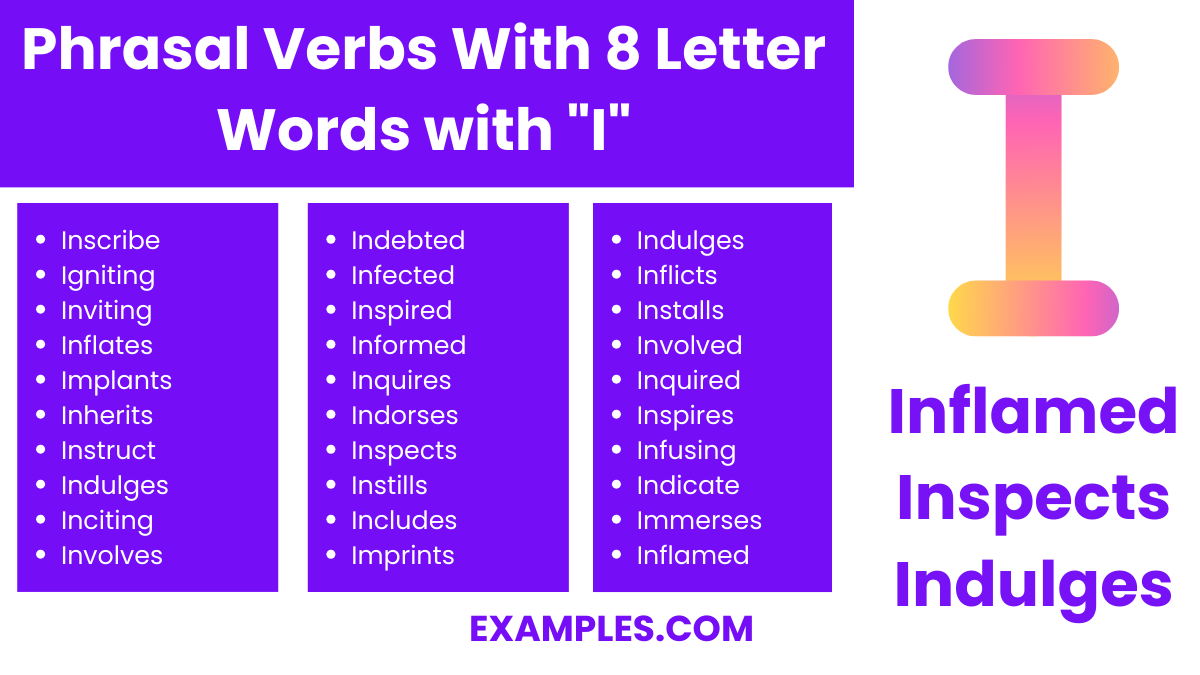 phrasal verbs with 8 letter words with i