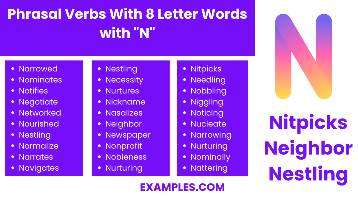 phrasal verbs with 8 letter words with n