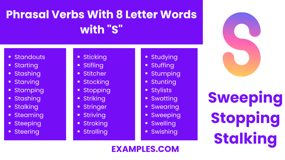 phrasal verbs with 8 letter words with s