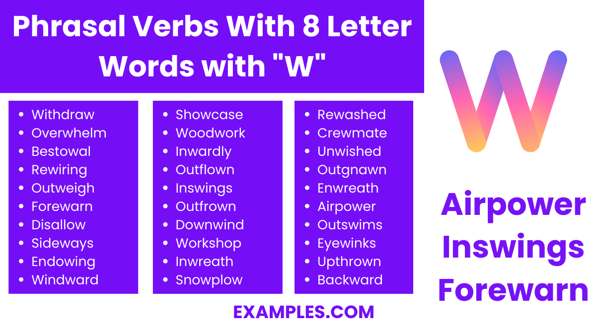 phrasal verbs with 8 letter words with w