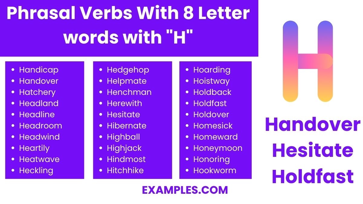 phrasal verbs with 8 letter words with h