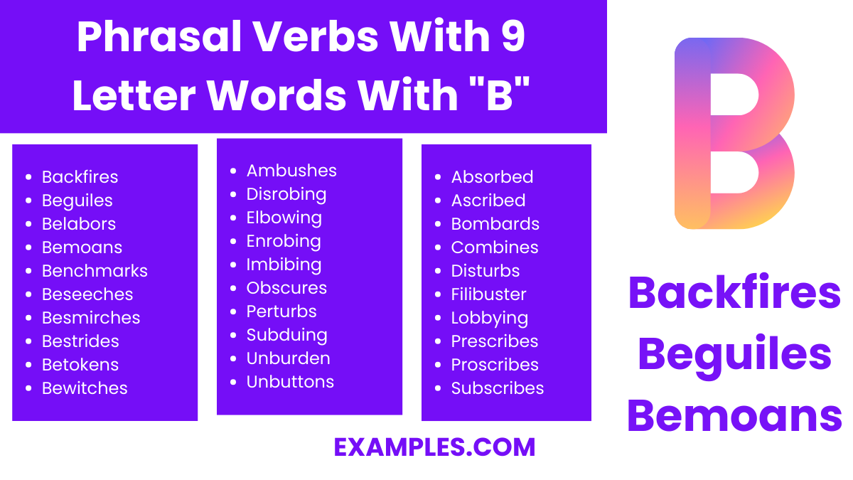 phrasal verbs with 9 letter words with b