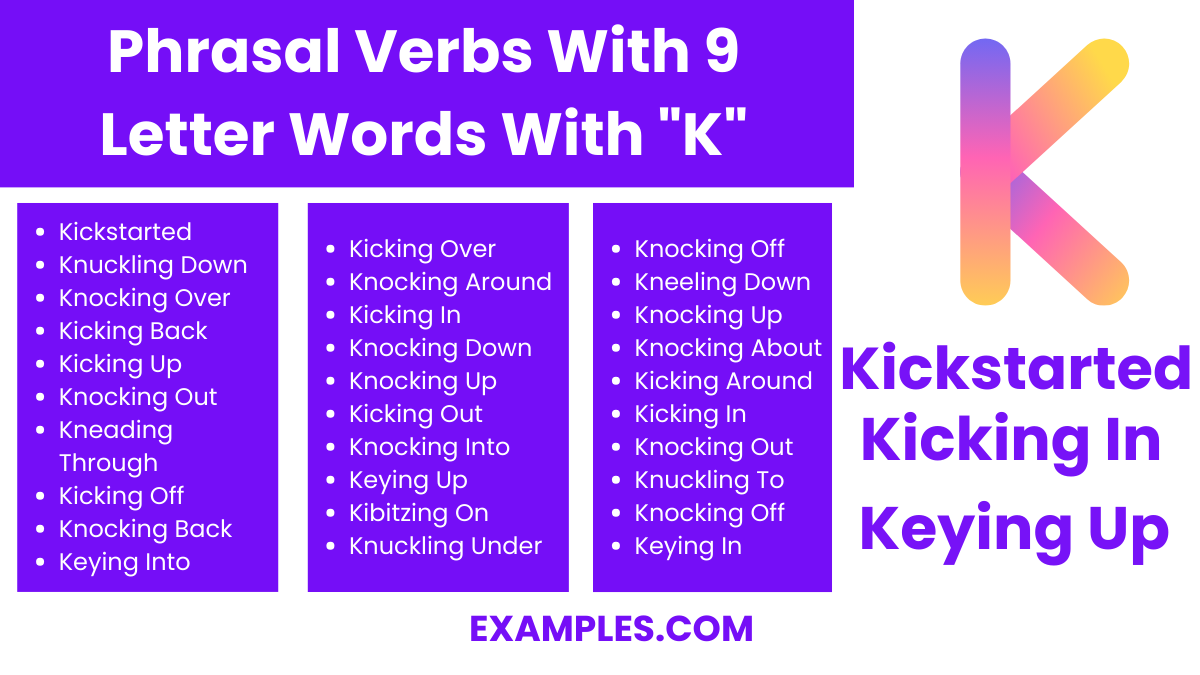 phrasal verbs with 9 letter words with k