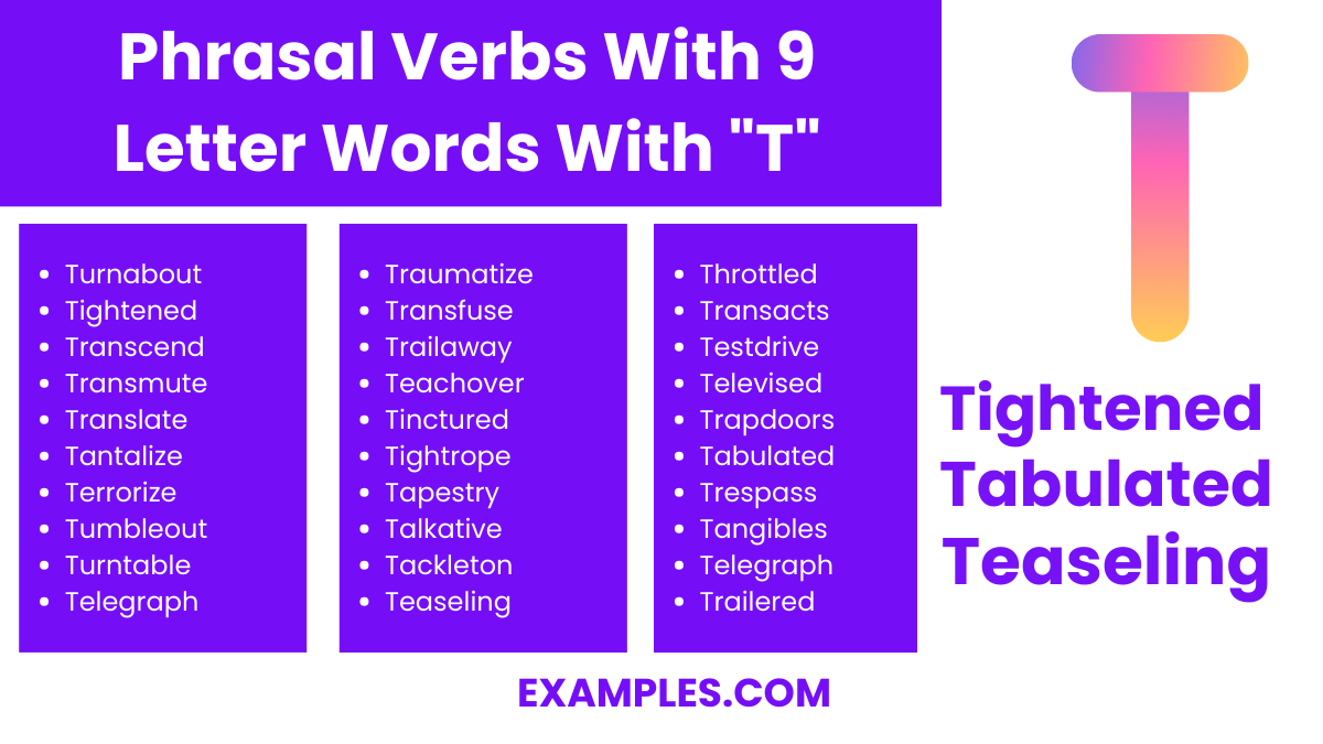 phrasal verbs with 9 letter words with t 1