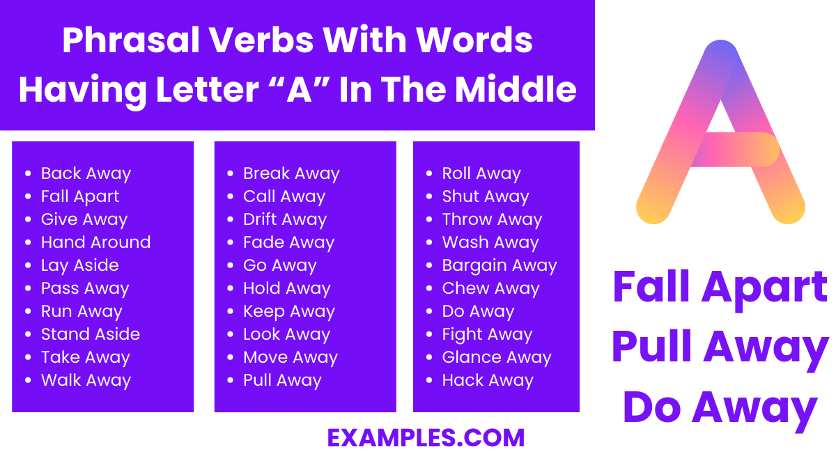 phrasal verbs with words having letter a in the middle
