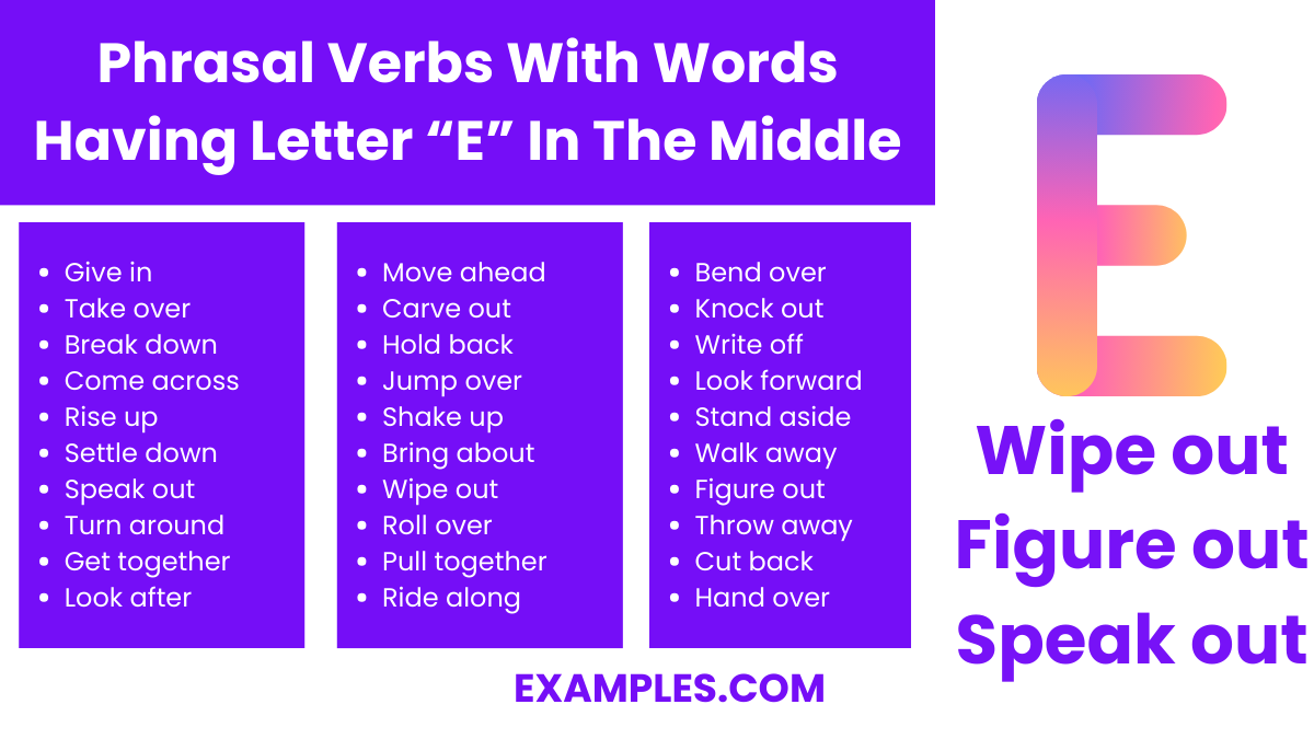 phrasal verbs with words having letter e in the middle