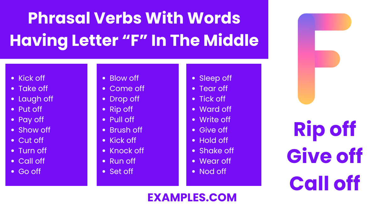 phrasal verbs with words having letter f in the middle