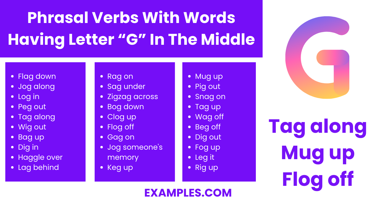 phrasal verbs with words having letter g in the middle