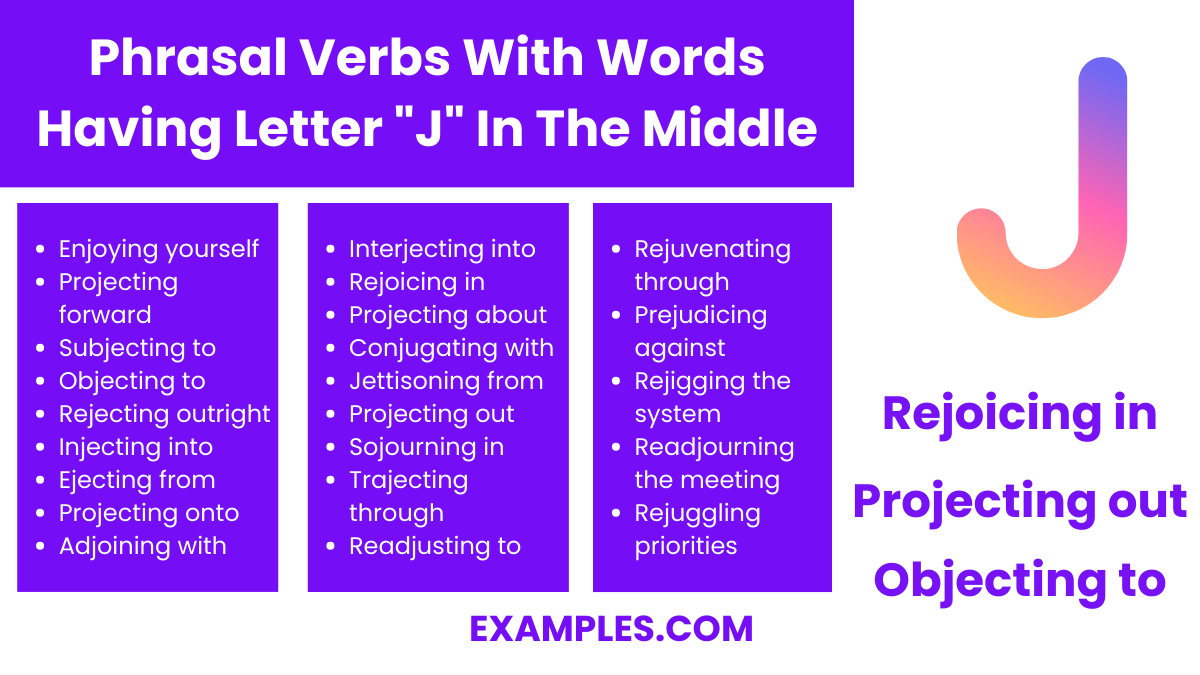 phrasal verbs with words having letter j in the middle