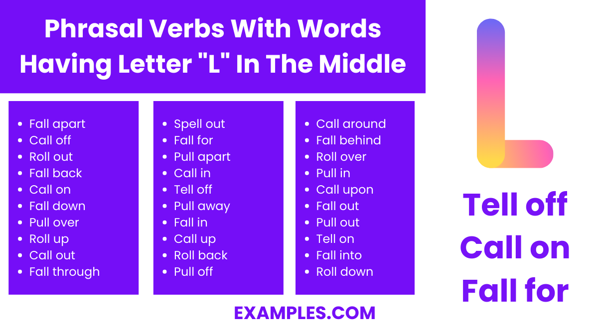 phrasal verbs with words having letter l in the middle