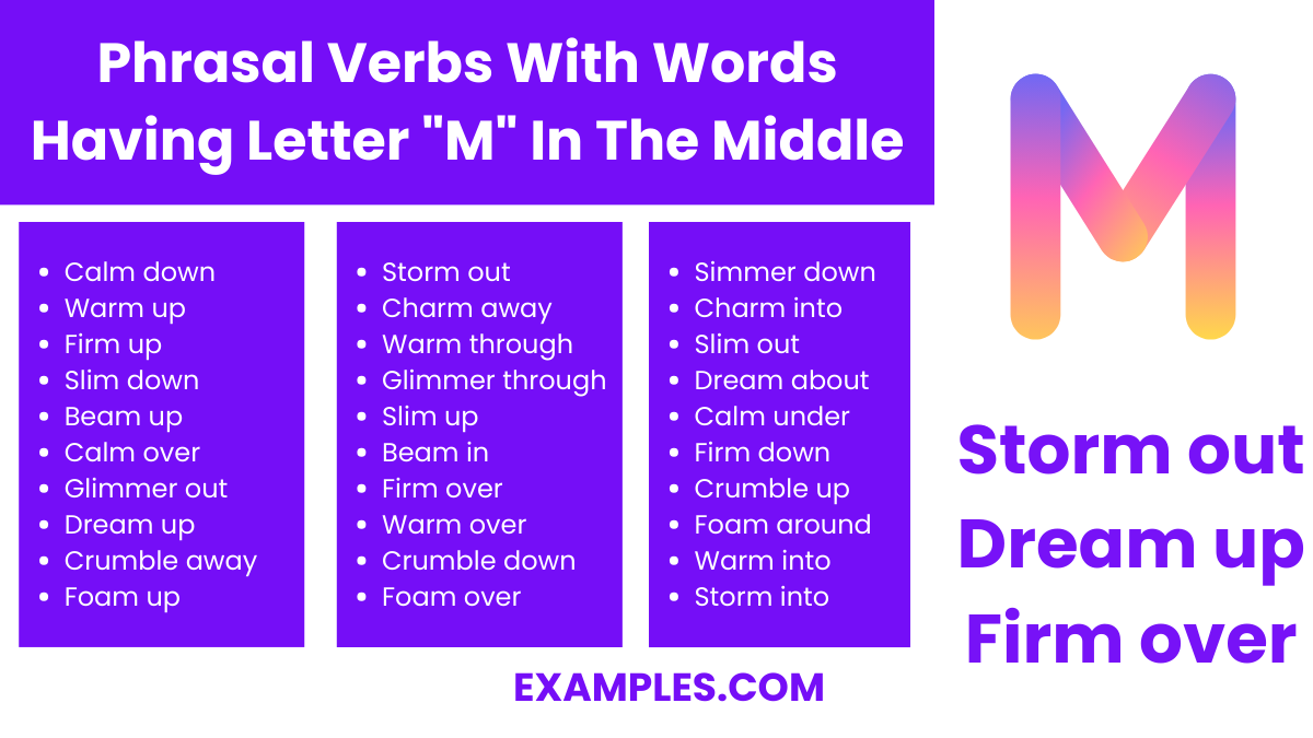 phrasal verbs with words having letter m in the middle