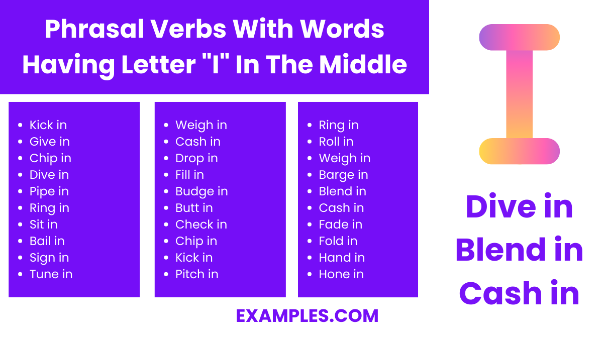 phrasal verbs with words having letters i in the middle