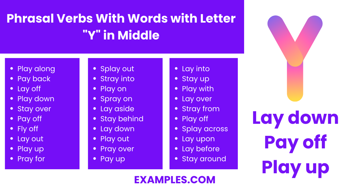 phrasal verbs with words with letter y in middle