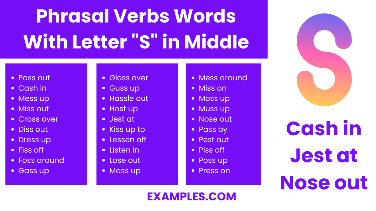 phrasal verbs words with letter s in middle