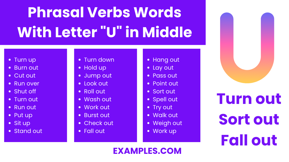phrasal verbs words with letter u in middle