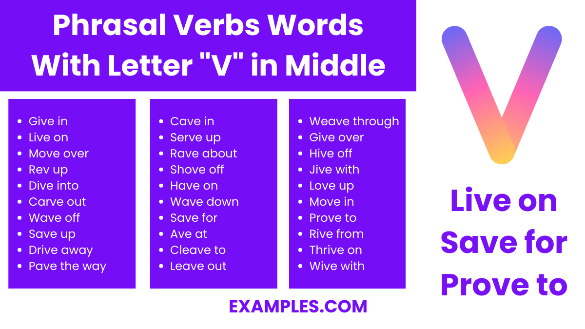phrasal verbs words with letter v in middle