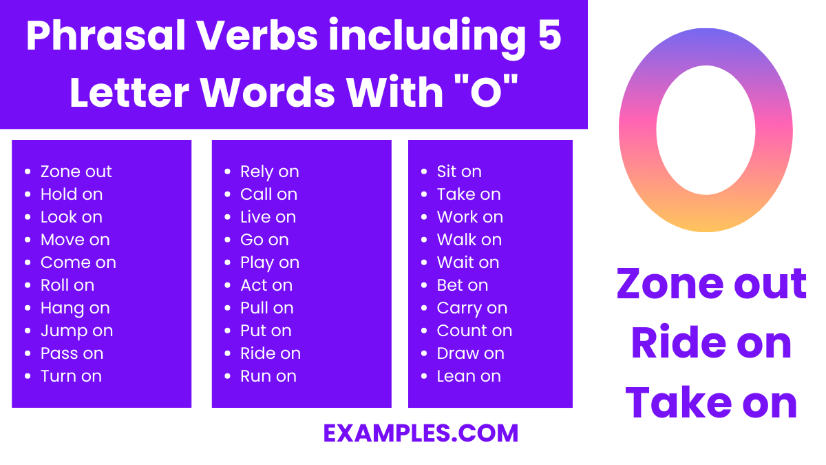 phrasal verbs including 5 letter words with o