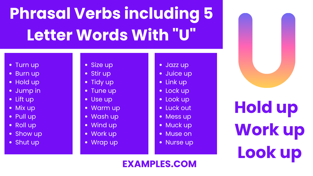 phrasal verbs including 5 letter words with u