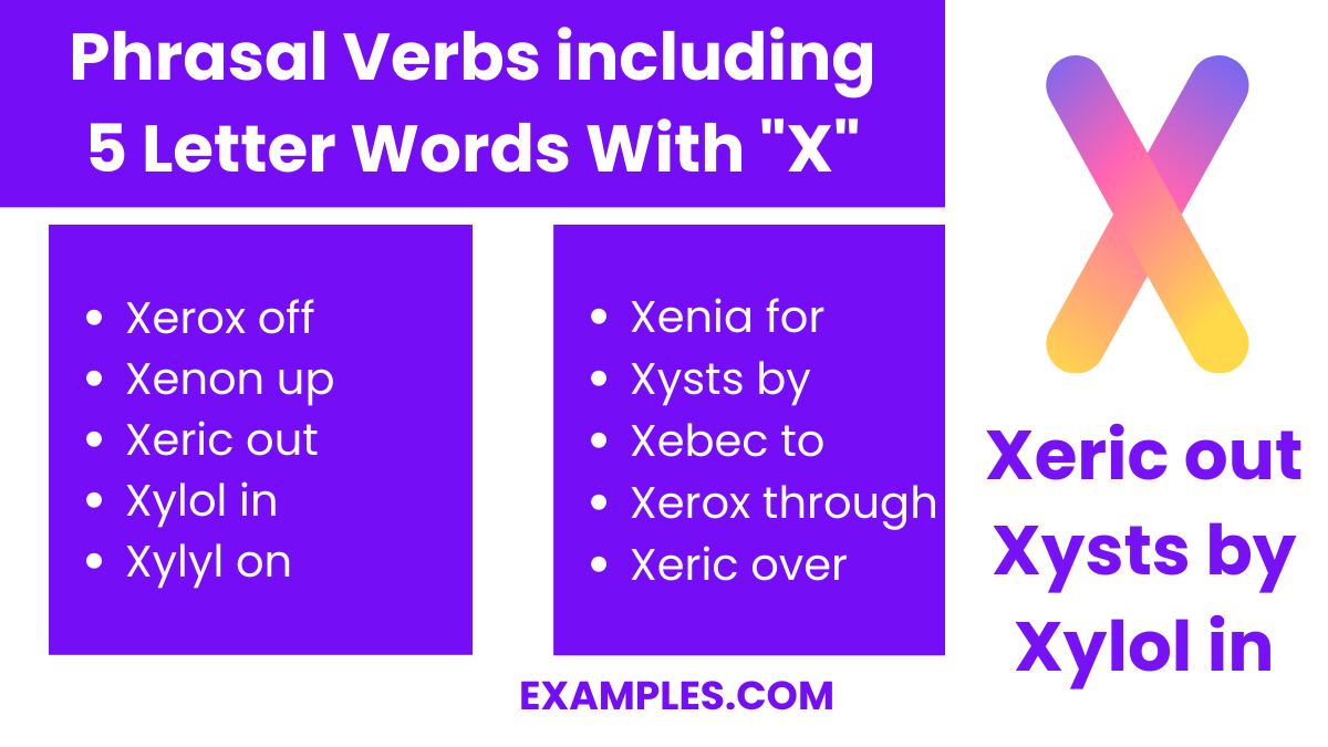 phrasal verbs including 5 letter words with x