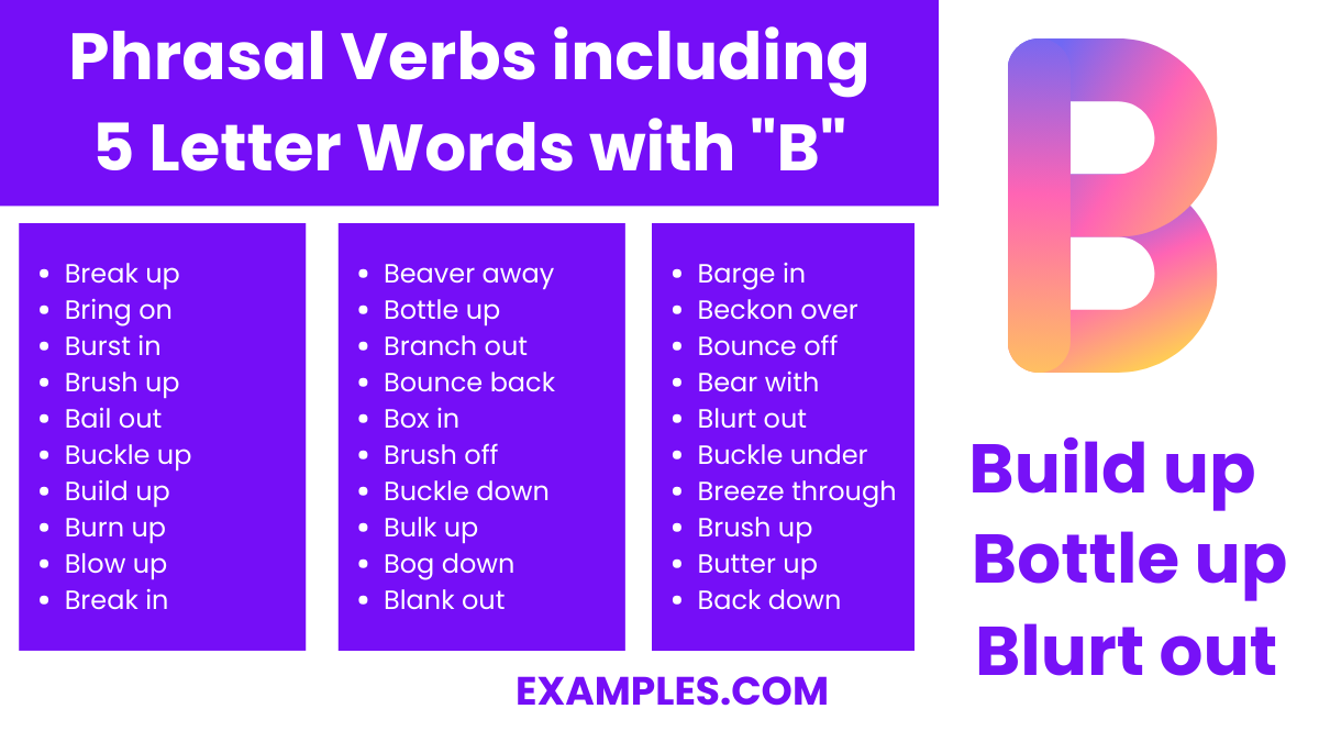 phrasal verbs including 5 letters words with b