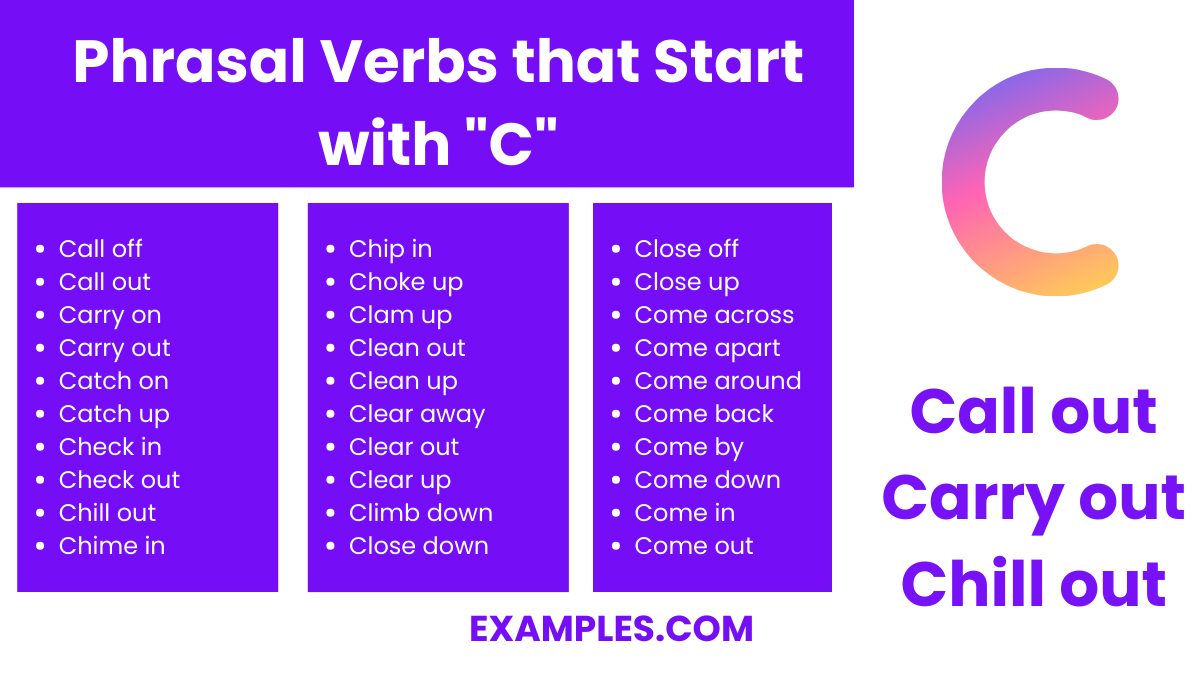 phrasal verbs that start with c