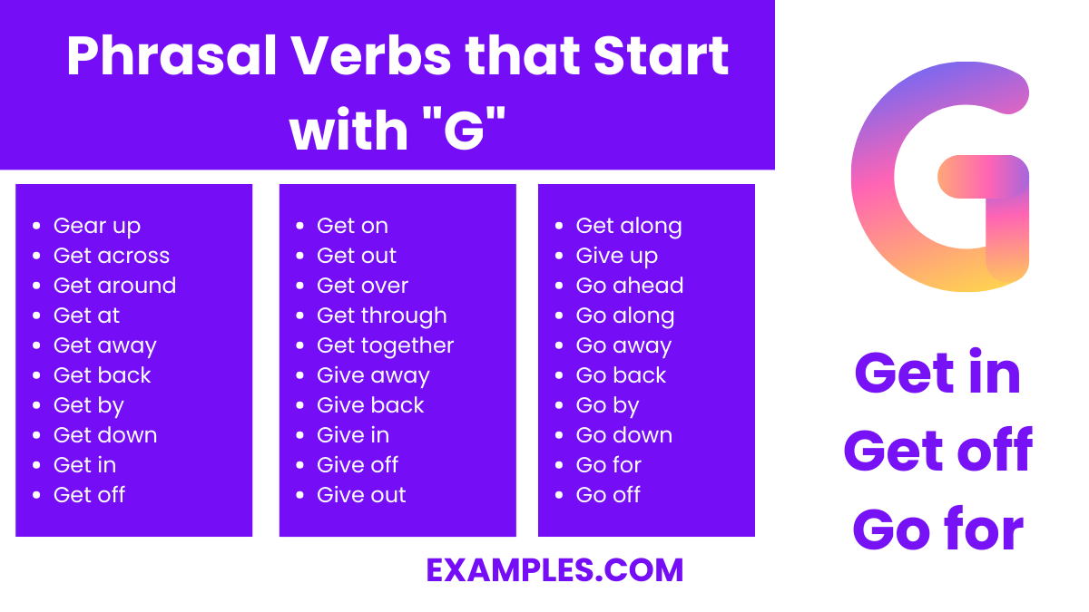 phrasal verbs that start with g