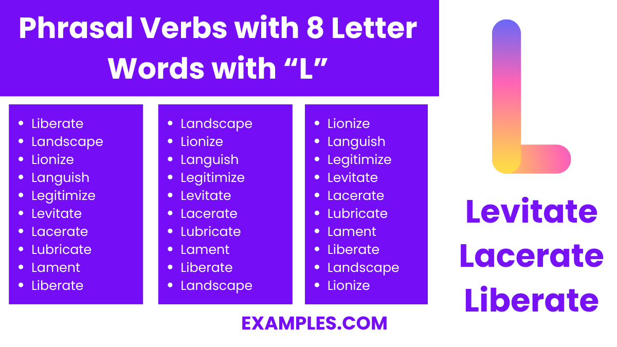 phrasal verbs with 8 letter words with l