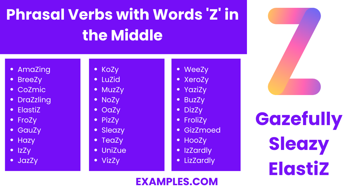 phrasal verbs with words z in the middle